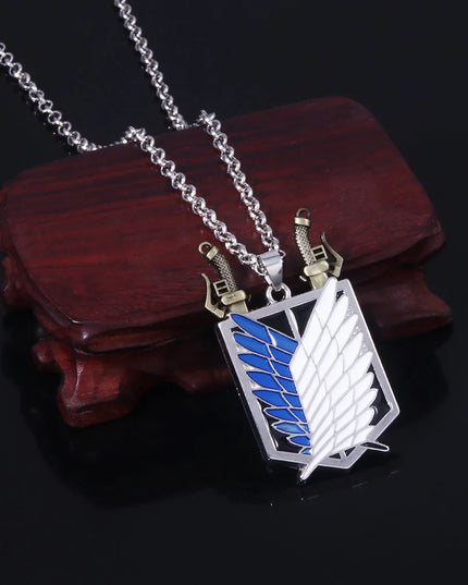 Anime Attack on Titan Necklace Shingeki No Kyojin Wings of Freedom Survey Sword Punk Necklace Pendant for Women Men Jewelry