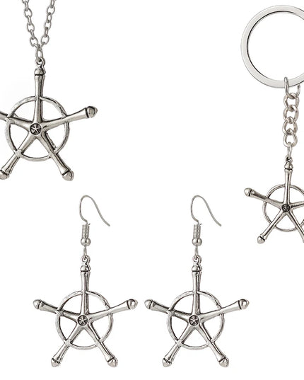 Anime Bleach Necklace Quincy Ishida Uryuu Cosplay Ginrei Gojiaku Amulet Alloy Choker Chain Keychain Pendant Jewelry Gifts