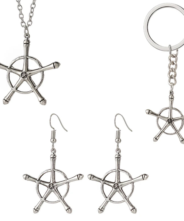 Anime Bleach Necklace Quincy Ishida Uryuu Cosplay Ginrei Gojiaku Amulet Alloy Choker Chain Keychain Pendant Jewelry Gifts