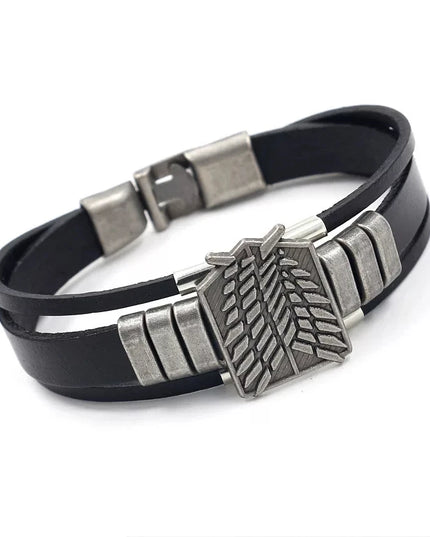 Anime Attack on Titan Leather Bracelet Wings of Liberty Wristband Leather Belt Buckle Bracelets For Women Men Trinket Gift