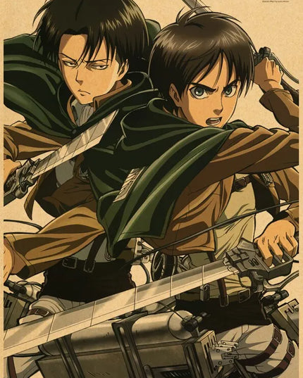 High Quality Vintage Japanese Anime Attack on Titan Retro Poster  Shingeki No Kyojin Kraft Paper Art Print Wall Sticker for Home