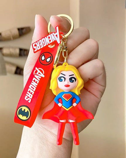 Anime Harley Quinn Cartoon Marvel Batman Joker Image Doll Keychain Cute Key Ring Pendant Wonder Woman Jewelry Gifts for Friends