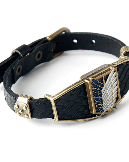Anime Attack on Titan Leather Bracelet Wings of Liberty Wristband Leather Belt Buckle Bracelets For Women Men Trinket Gift