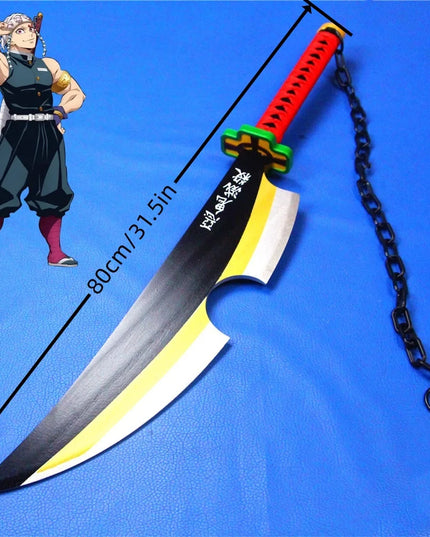 41in/104cm Demon Slayer Katana Anime Ninja Sword Demon Slayer Cosplay Prop Knife Real Size Samurai Sabre Japonesa Katana Sword