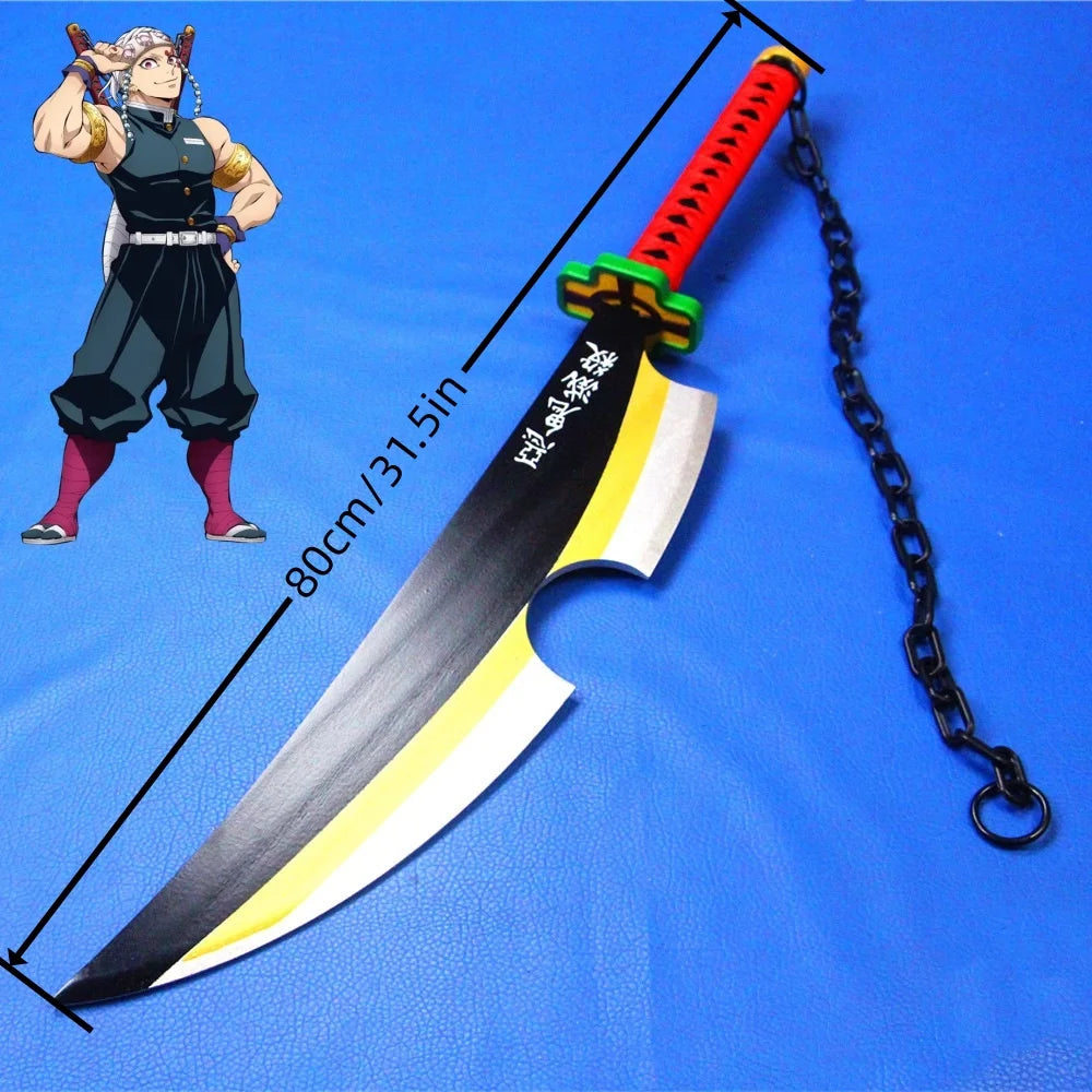 41in/104cm Demon Slayer Katana Anime Ninja Sword Demon Slayer Cosplay Prop Knife Real Size Samurai Sabre Japonesa Katana Sword