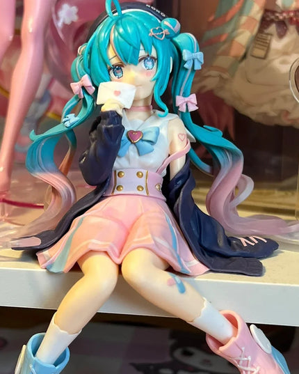 Nieuwe Hatsune Miku Anime figuur Roze sakura zitpositie PVC Actiefiguur model speelgoed decoratie verzamelen geschenken