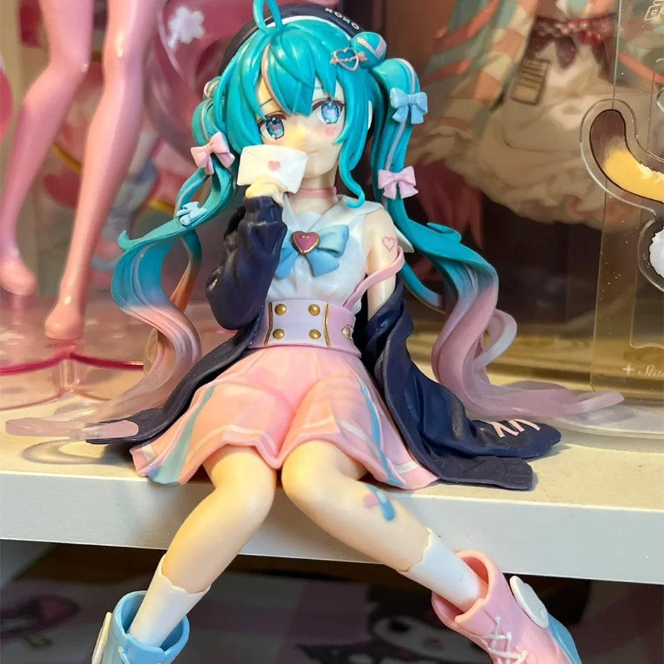 Nieuwe Hatsune Miku Anime figuur Roze sakura zitpositie PVC Actiefiguur model speelgoed decoratie verzamelen geschenken