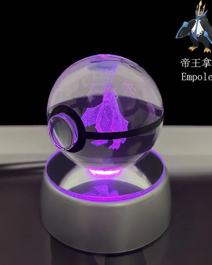 Pokemon Crystal Ball Pikachu Gengar Eevee Mewtwo Lacario Anime Game Pokeball Led Night Light Base Kids Birthday Gift Home Decor