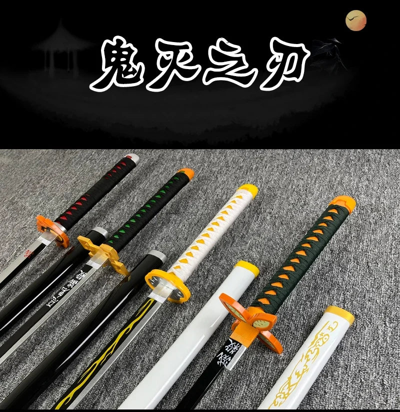 104cm Demon Slayer Katana Swords Tanjirou Zenitsu Katana Fake Sword Killer Devils Real Size Japanese Anime Cosplay Prop Toy Gift