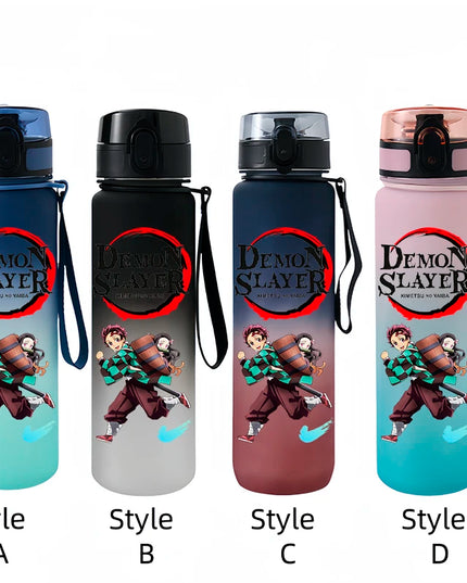 Demon Slayer Tanjirou Water Cup Drinking Outdoor 650ml Nezuko Water Bottle Children Portable Plastic Cartoon Large Capacity