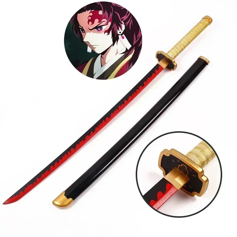 104cm Demon Slayer Katana Swords Tanjirou Zenitsu Katana Fake Sword Killer Devils Real Size Japanese Anime Cosplay Prop Toy Gift