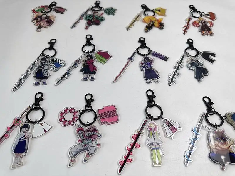 Hot Anime Demon Slayer Keychain Kamado Tanjirou Tomioka Giyuu Rengoku Kyoujurou Cosplay Acrylic Key Chains Fans Gift