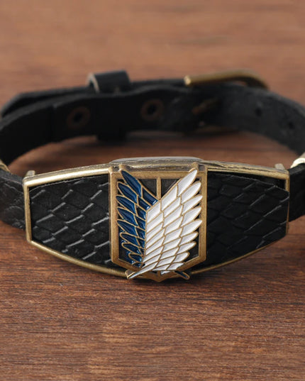 Anime Attack on Titan Leather Bracelet Wings of Liberty Wristband Leather Belt Buckle Bracelets For Women Men Trinket Gift