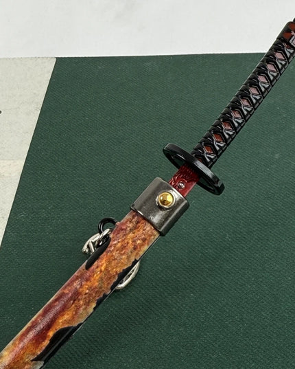 Elden Rivers of Blood Sword Replica Ring 23cm/9.05in Zinc Alloy Model with spring release scabbard, Rust-Proof, Ideal for Fans