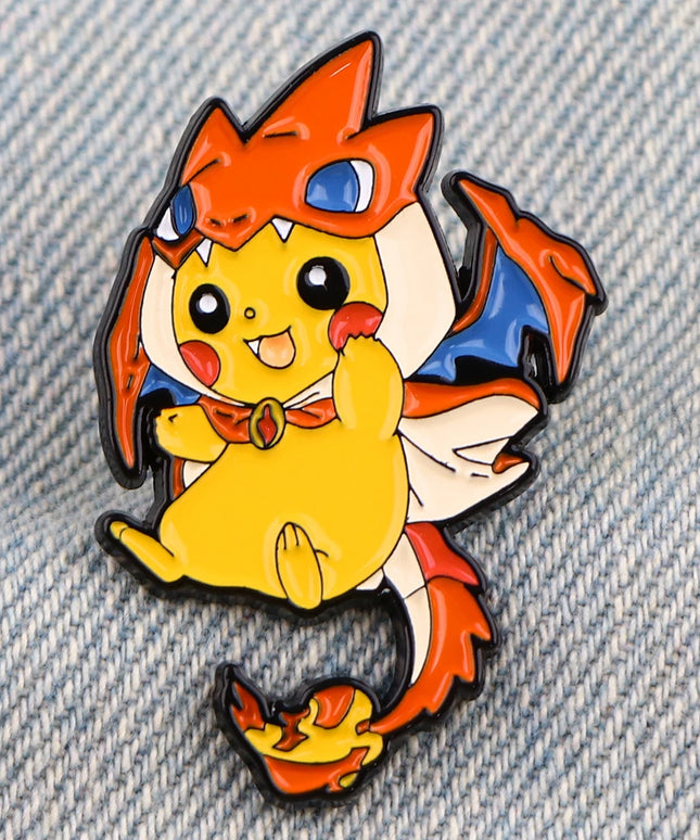 4 pcs Creative Brooch Set Cute Game Console Pikachu Togepi Charmander Enamel Pin Wallet Backpack Clothing Jewelry