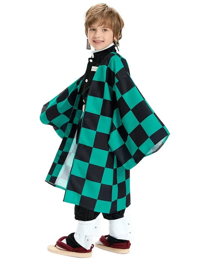 Anime Demon Slayer Kamado Tanjirou Cosplay Costume Kimetsu No Yaiba Cartoon Costume Sutis Wigs Halloween For Kids Adult CosParty