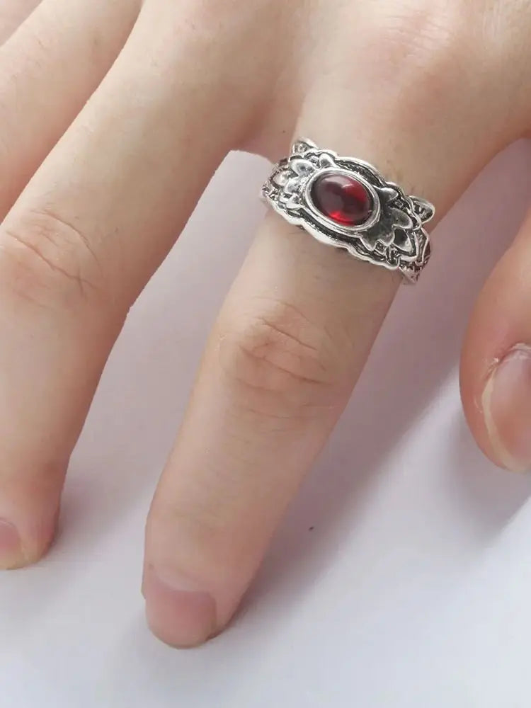 Game Dark Souls Ring Black Red Sapphire Vintage Style Ring Adjustable Metal Rings For Women Men Cosplay Jewelry Accessories Gift