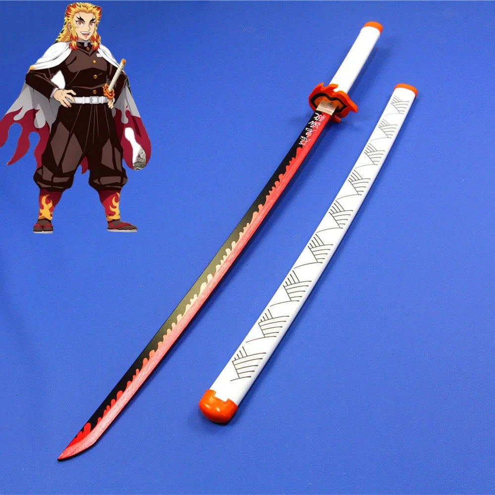 41in/104cm Demon Slayer Katana Anime Ninja Sword Demon Slayer Cosplay Prop Knife Real Size Samurai Sabre Japonesa Katana Sword