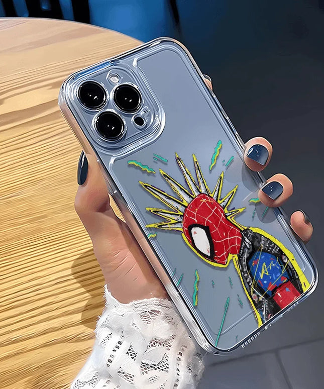 Marvel Spider Man Oil Painting Soft Phone Case For iPhone 16 15 13 Pro Max 13 12 11 Pro X XR XS MAX 14 Plus Y2k Anti Fall Cases