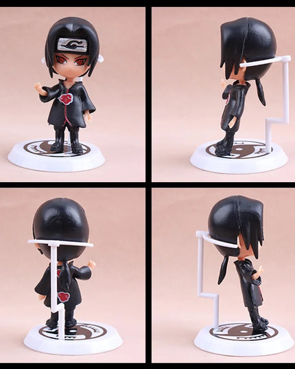 6 Pcs/Lot NARUTO Sasuke Gaara Uchiha Madara Figure 7-8cm 2 Style Personality Base Mini Figurines