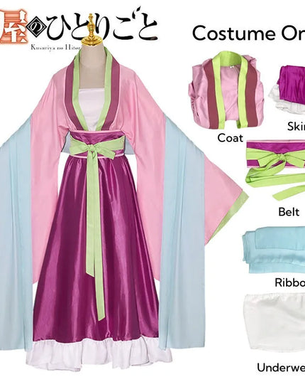 Maomao Cosplay Costume Wig Anime The Apothecary Diaries Pink Dress Halloween Party for Women