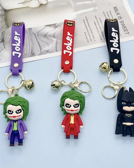 Anime Harley Quinn Cartoon Marvel Batman Joker Image Doll Keychain Cute Key Ring Pendant Wonder Woman Jewelry Gifts for Friends