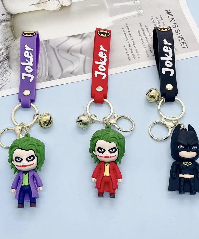 Anime Harley Quinn Cartoon Marvel Batman Joker Image Doll Keychain Cute Key Ring Pendant Wonder Woman Jewelry Gifts for Friends