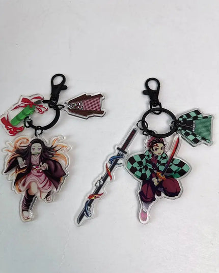 Hot Anime Demon Slayer Keychain Kamado Tanjirou Tomioka Giyuu Rengoku Kyoujurou Cosplay Acrylic Key Chains Fans Gift