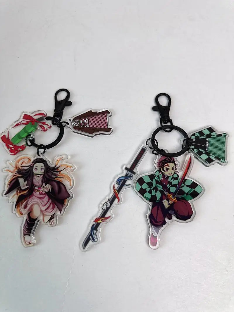 Hot Anime Demon Slayer Keychain Kamado Tanjirou Tomioka Giyuu Rengoku Kyoujurou Cosplay Acrylic Key Chains Fans Gift