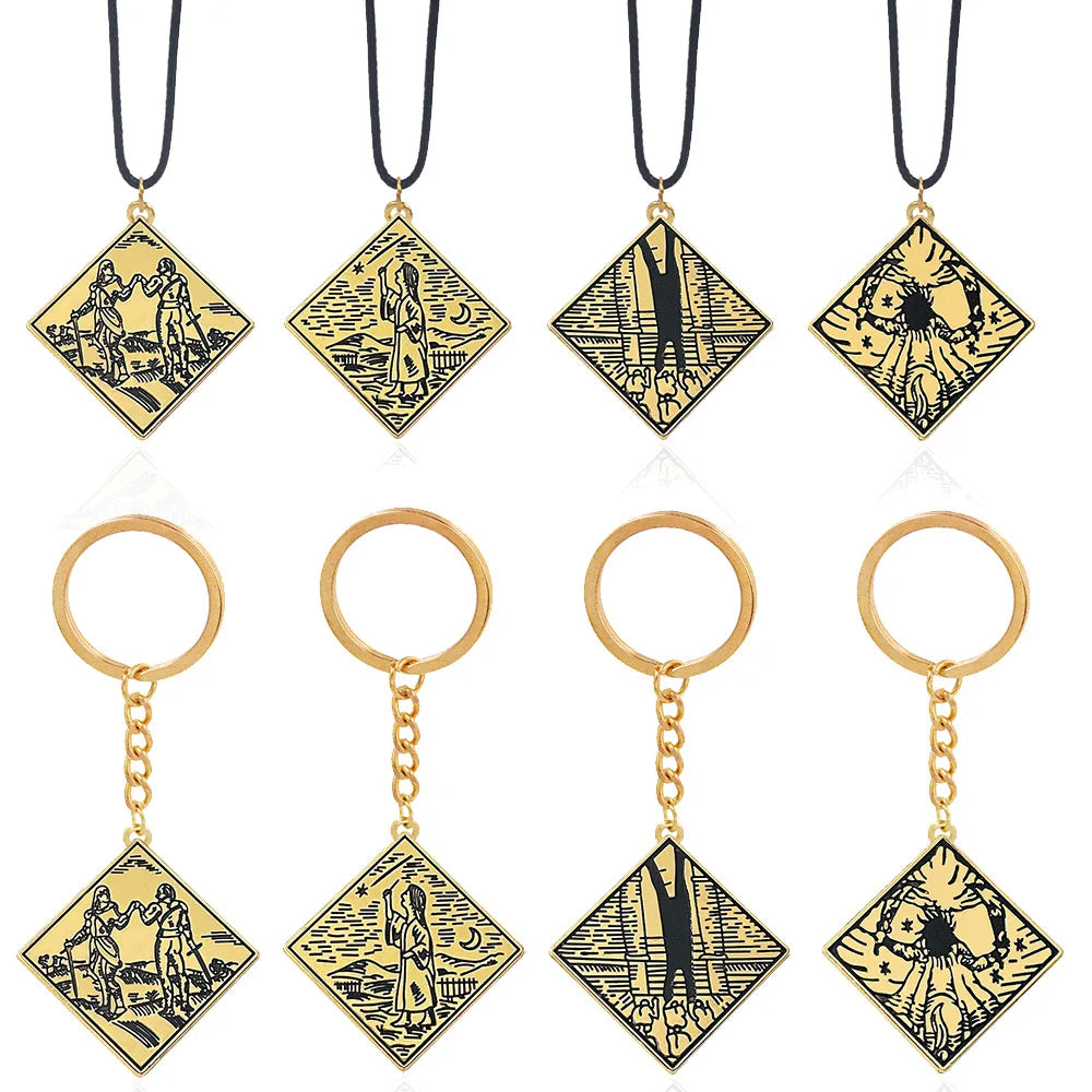 Game Ring Keychain Amulet Prosthetic Swordsman Pendant Necklaces for Men Women Bag Car Cosplay Props Accessories Jewelry