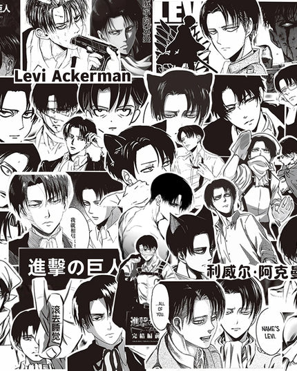 65pcs Attack on Titan Levi Ackerman Stickers Decals Laptop Car Motorcycle Notebook Cool Decoration Sticker Kids Classics Toys