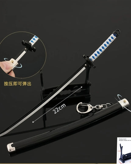 Demon Slayer Peripherals Tanjiro, Agatsuma Zenitsu Katana Full Metal Weapons Bounce Jump Knife Crafts Toy Sword Model Ornaments