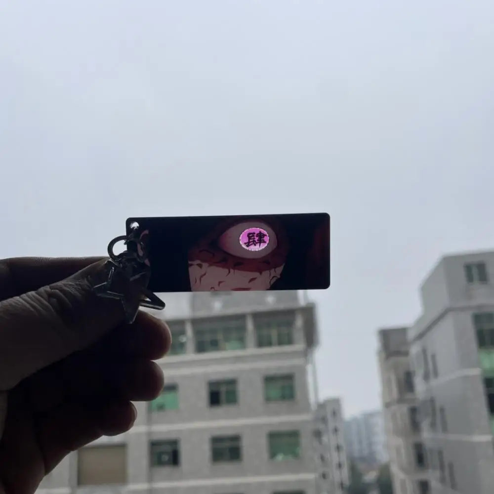 Demon Slayer Acrylic Pupil Translucency Card Key Chains Pendants Anime Twelve Kizuki Keychains Backpack Decorative Key Charm