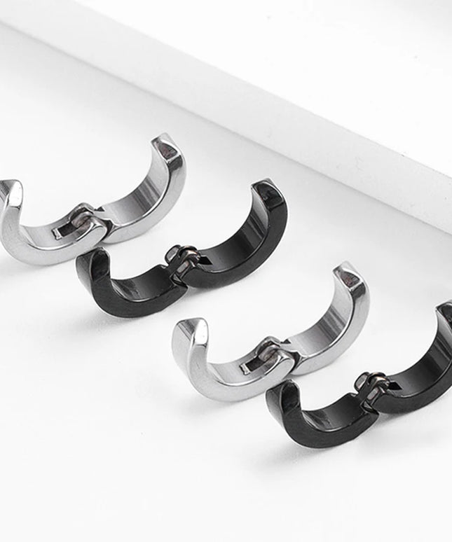 2pcs Anime Chainsaw Man Yoshida Hirofumi Cosplay Ear Clip Earrings Women Men Punk Black No Pierced Fake Ear Circle Pop Jewelry