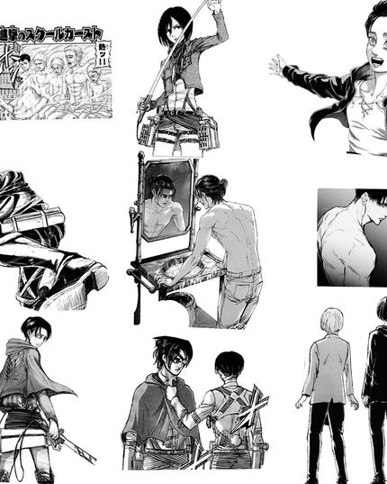 10/30/70pcs Attack on Titan Anime Stickers Cool Cartoon Black White Decal DIY Skateboard Laptop Phone Car Waterproof Sticker