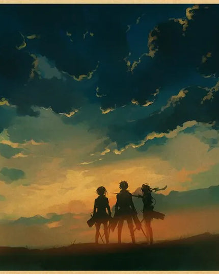 High Quality Vintage Japanese Anime Attack on Titan Retro Poster  Shingeki No Kyojin Kraft Paper Art Print Wall Sticker for Home