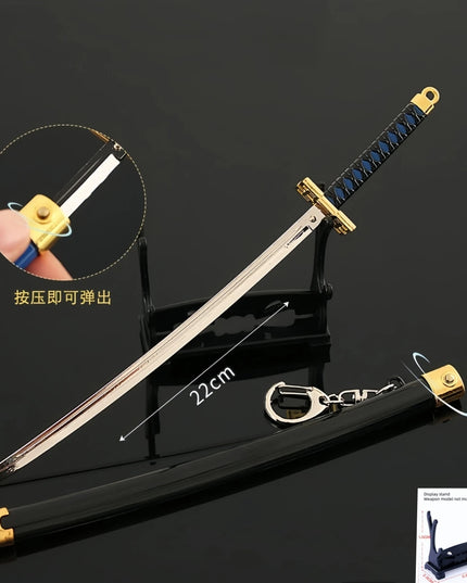 Demon Slayer Peripherals Tanjiro, Agatsuma Zenitsu Katana Full Metal Weapons Bounce Jump Knife Crafts Toy Sword Model Ornaments