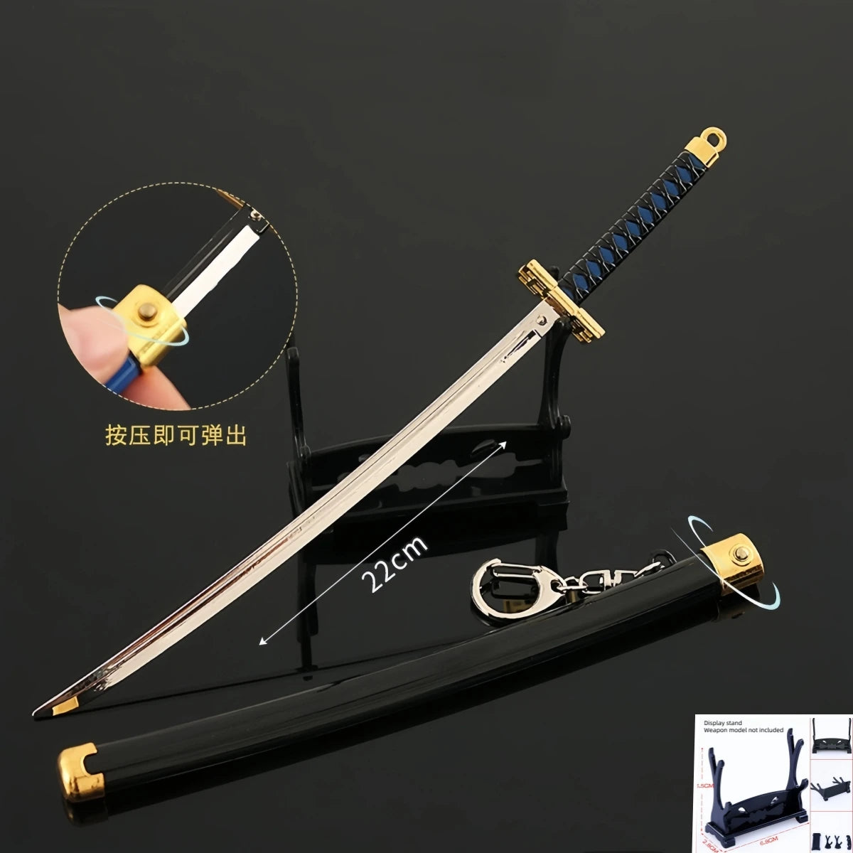 Demon Slayer Peripherals Tanjiro, Agatsuma Zenitsu Katana Full Metal Weapons Bounce Jump Knife Crafts Toy Sword Model Ornaments
