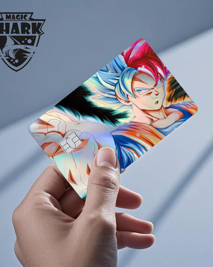 Magic Shark Goku Vegeta Cool Shinny Holographic Laser Credit Debit Card Sticker Film Front Skin Cover