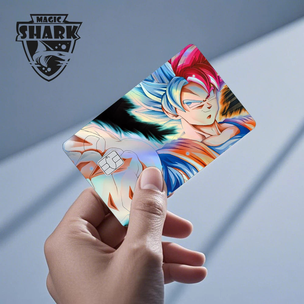 Magic Shark Goku Vegeta Cool Shinny Holographic Laser Credit Debit Card Sticker Film Front Skin Cover