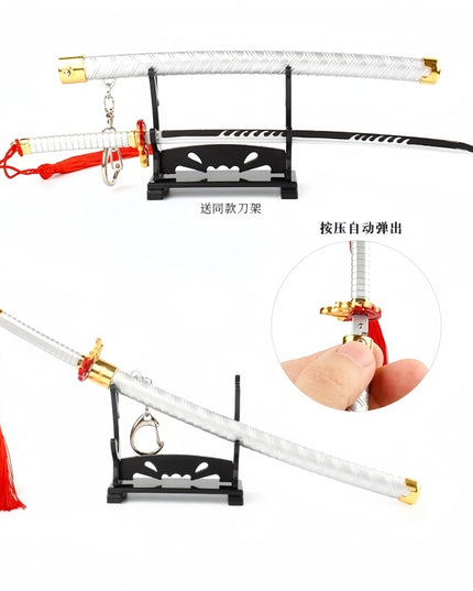 Demon Slayer Peripherals Tanjiro, Agatsuma Zenitsu Katana Full Metal Weapons Bounce Jump Knife Crafts Toy Sword Model Ornaments