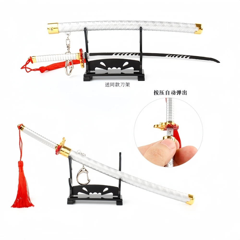 Demon Slayer Peripherals Tanjiro, Agatsuma Zenitsu Katana Full Metal Weapons Bounce Jump Knife Crafts Toy Sword Model Ornaments