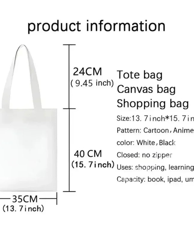 Demon Slayer Canvas Shoulder Bag Anime Cartoon Printed Storage Bags Large Capacity Student Stationery Eco Handbag Birthday Gifts