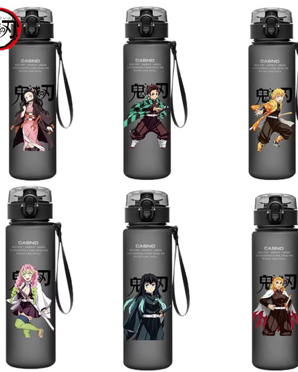 560Ml Demon Slayer Cup Drinking Outdoor Water Bottle Nezuko Tanjirou Children Portable Plastic Large Capacity Cup Christmas Gift