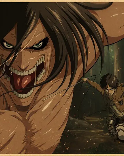 High Quality Vintage Japanese Anime Attack on Titan Retro Poster  Shingeki No Kyojin Kraft Paper Art Print Wall Sticker for Home