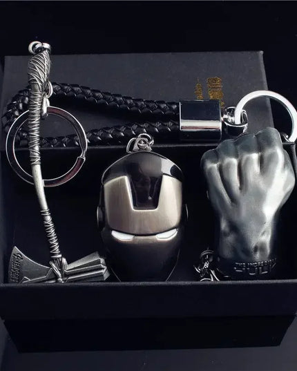 Marvel The Avengers Thanos Glove Keychain Men's Metal Battle Ax Thor's Hammer Shield Pendant Car Keychain creative holiday gift