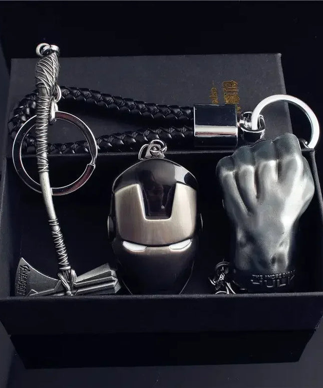 Marvel The Avengers Thanos Glove Keychain Men's Metal Battle Ax Thor's Hammer Shield Pendant Car Keychain creative holiday gift