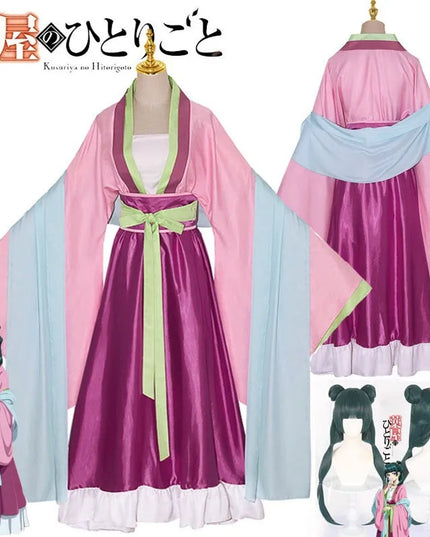 Maomao Cosplay Costume Wig Anime The Apothecary Diaries Pink Dress Halloween Party for Women