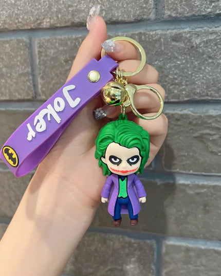 Anime Harley Quinn Cartoon Marvel Batman Joker Image Doll Keychain Cute Key Ring Pendant Wonder Woman Jewelry Gifts for Friends