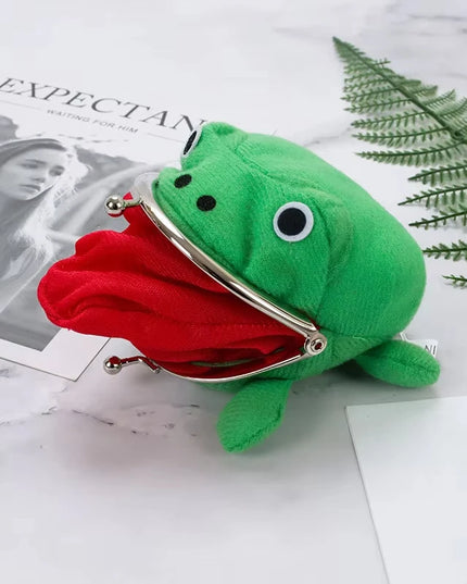 Cute Anime Frog Purse Kissing Lock Funny Plush Frog Shape Role Play Purse for Women Bag Accessories